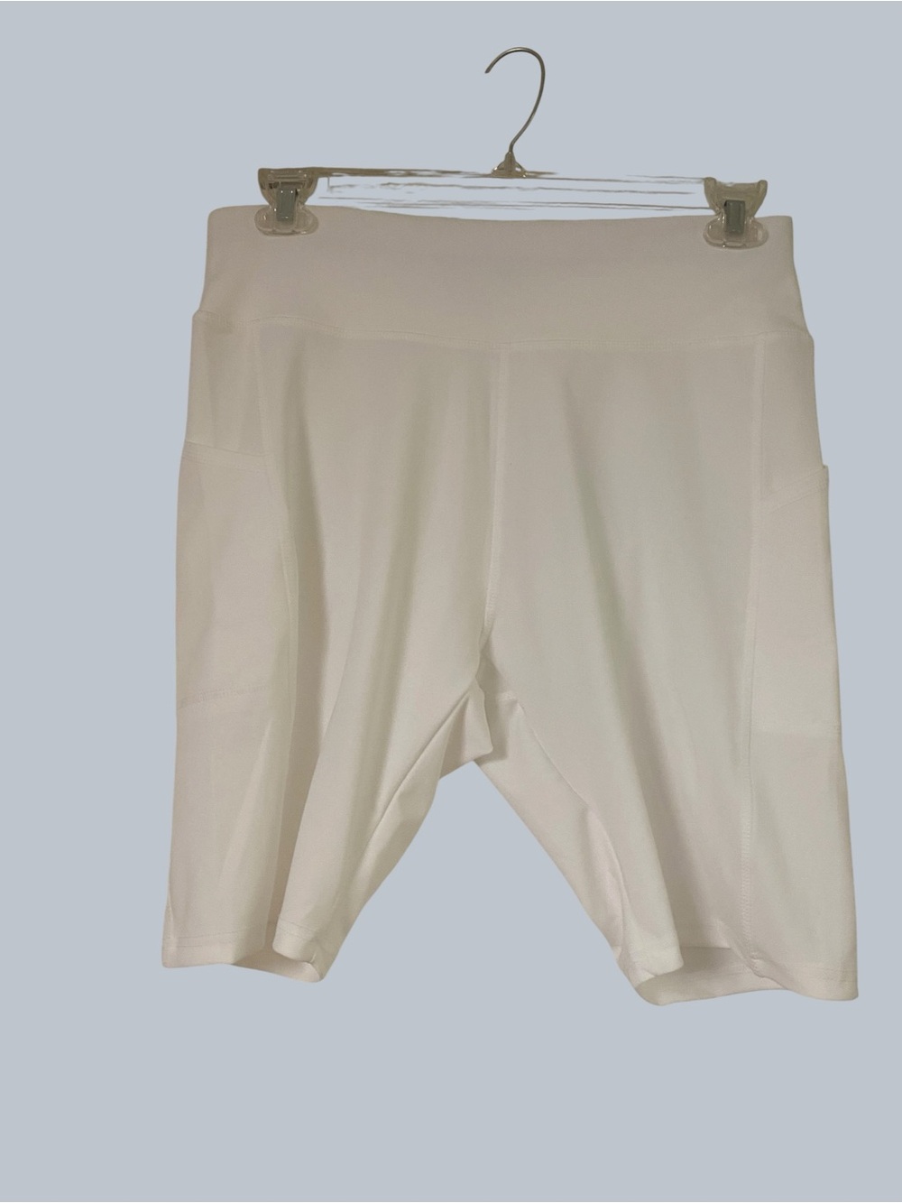 White High-Rise Bike Shorts with Side Pockets NWOT